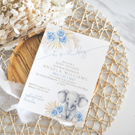 Convite Elefante É um Chá de fraldas Safari Boho Floral