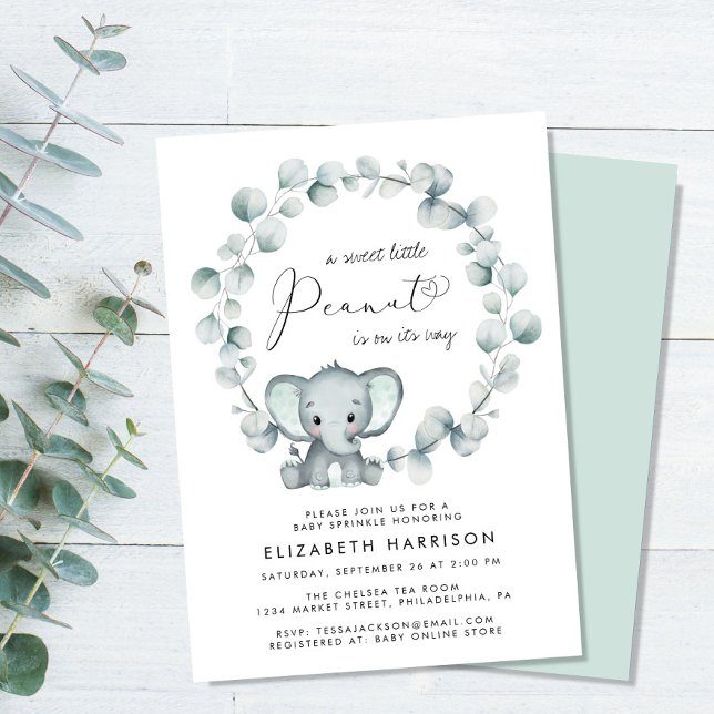 Convite Elefante Eucalyptus Baby Sprinkle (Criador carregado)