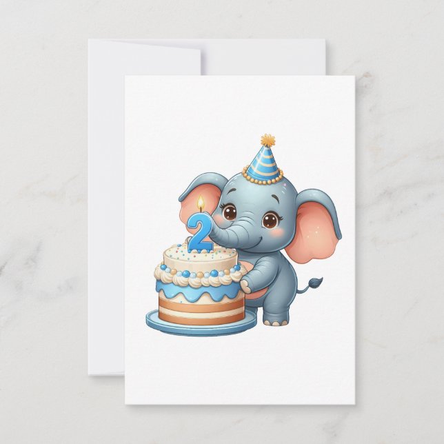 Convite Elefante Fofo 2º Aniversário (Frente)