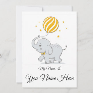 Convite Elefante fofo brincando com bola presente para men