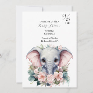 Convite Elefante Fofo com Flores