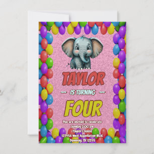 Convite Elefante Fofo Personalizado Aniversário Convidado 