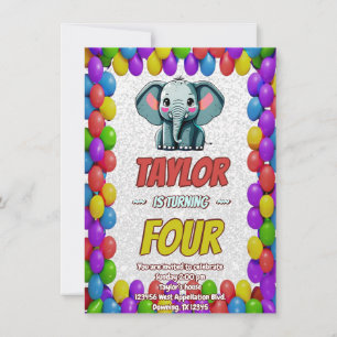 Convite Elefante Fofo Personalizado Aniversário Convidado 
