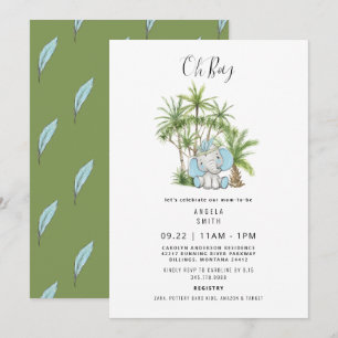 Convite Elefante Fofo Tropical Boho Oh Boy