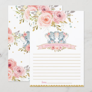 Convite Elefante Garota gêmea conselho para mamãe ser ca