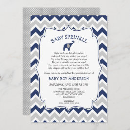 Convite Elefante marinho borrifador de bebê BOY com poema 