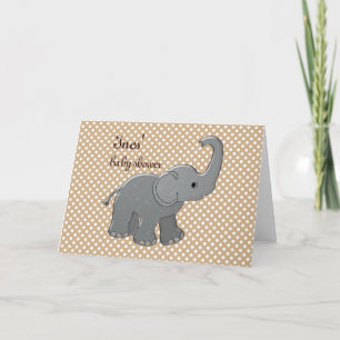 Convite elefante marrom de chá de bebê