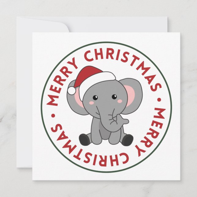 Convite Elefante Natal Neve Inverno Animais Elefantes I (Frente)