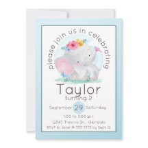 Elefante para Bebê de Aquarela com Flores Aniversá