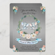 Elefante para Chá de fraldas para garotos, metal p