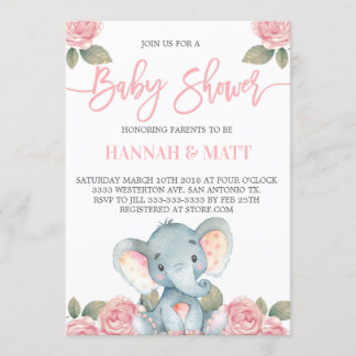 Convite Elefante rosa-convite para o chá de fraldas elefan