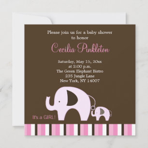 Convite Elefante Rosa (é uma garota) Convidar 5x5