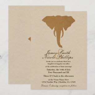 Convite Elefante Selvagem Marrom Safari Africano Casamento