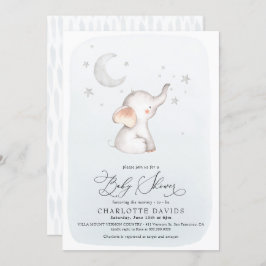 Convite Elefante Stars Lua Dusty Chá de fraldas Blue Boy