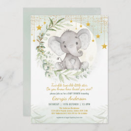 Convite Elefante Twinkle Pequena Estrela Chá de fraldas Ve