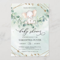 Elefante Verde Eucalyptus Dourado Bebê Geométrico