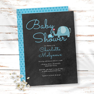 Convite Elefantes de Bolinhas Baby Shower / Sprinkle Boho
