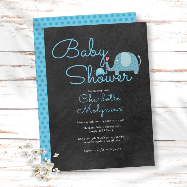 Convite Elefantes de Bolinhas Baby Shower / Sprinkle Boho (Criador carregado)