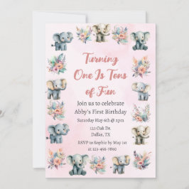 Convite Elefantes e Flores da Selva de Boho no Aniversário
