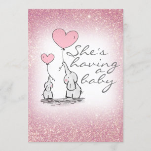 Convite Elefantes Rosa-Rosa-chá de fraldas