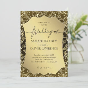 Convite Elegance para ouro Damask