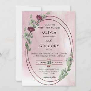 Convite Elegance Pastel Rustic Rosa e Eucalyptus Wedding