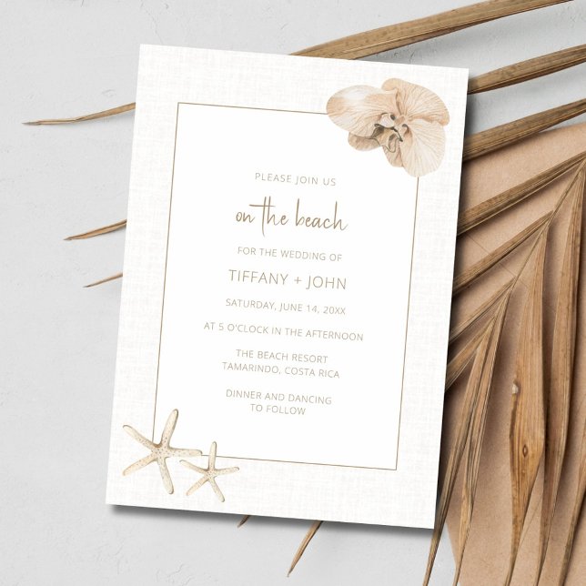 Convite Elegância à Beira-Mar Casamento à Beira-Mar (Coastal Elegance Seaside Wedding Invitation)