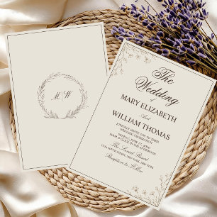 Convite Elegância Atemporal Conjunto de Casamento Floral M