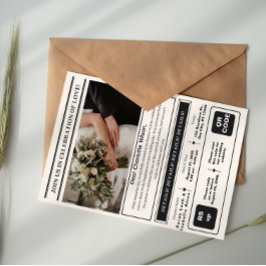 Convite Elegância Atemporal: Foto Preta e Branca Personali