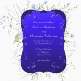 Convite Elegância Azul Curvada Casamento Vintage
