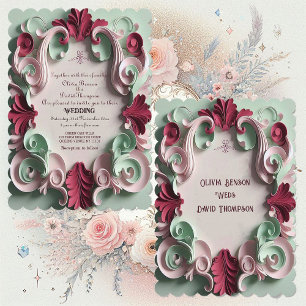 Convite Elegância Barroca Motivos Florais Espirais de Acan