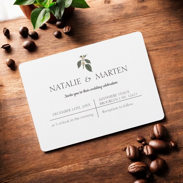 Convite Elegância Boêmia Simples Casamento Amantes de Café (Criador carregado)