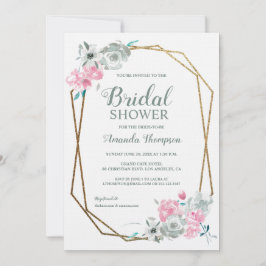 Convite Elegância boêmica: Dourada geometria e aquarela