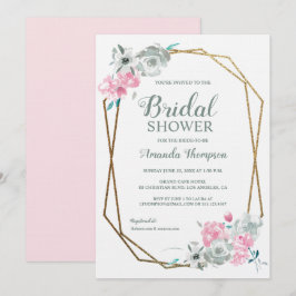 Convite Elegância boêmica: Dourada geometria e aquarela