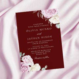 Convite Elegância Botânica: Casamento Borgonha Branca Esma