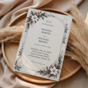 Convite Elegância Botânica de Inverno da Baga Sempre-verde