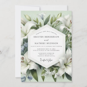 Convite Elegância Botânica Lírio Branco Casamento