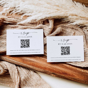 Convite Elegância Clássica Código QR de RSVP de Casamento