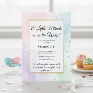 Convite Elegância Clássica de Bolinhas em Pastel Chá de Be