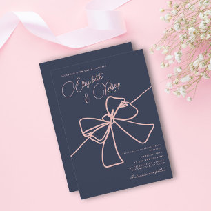 Convite Elegância de Arco Rosado Casamento Azul Ardósia Ch
