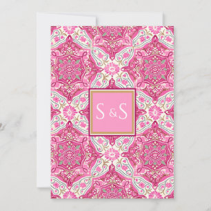 Convite Elegância de Casamento Estético Rosa Moderno