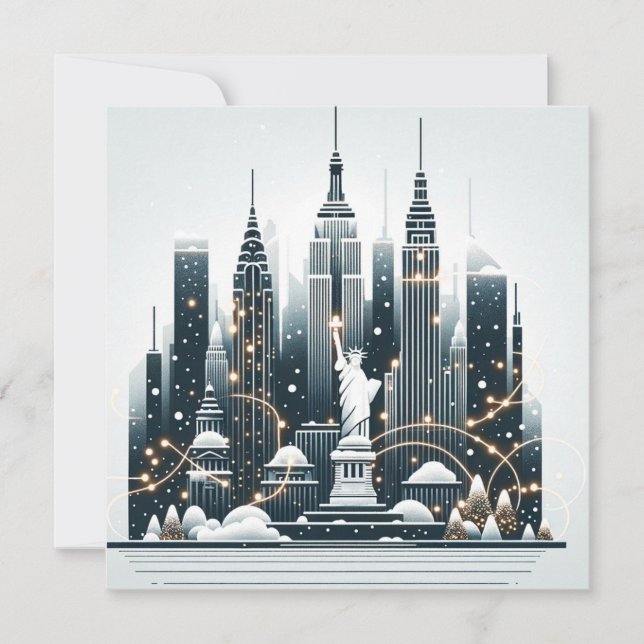 Convite Elegância de Férias em Nova York - Natal Personali (Frente)
