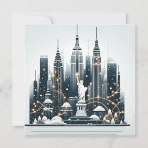 Convite Elegância de Férias em Nova York - Natal Personali