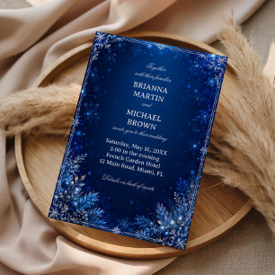 Convite Elegância de Inverno Azul Meia-Noite
