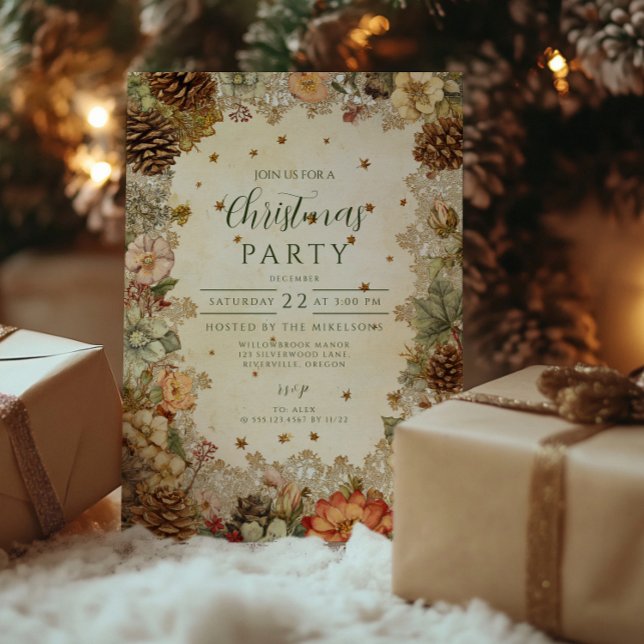 Convite Elegância de Pinheiro de Inverno de Natal (Criador carregado)