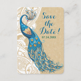 Convite Elegância de Renda e Pavão no Save The Date de Cas