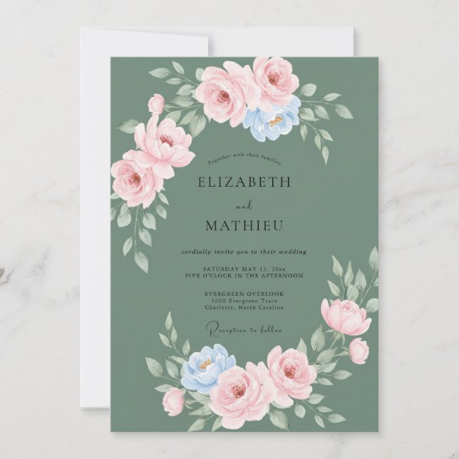Convite Elegância do Botão de Rosa Salgueiro Casamento (Frente)