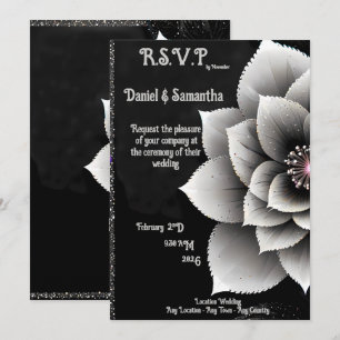 Convite Elegância do eterno: Casamento do Flor Negro e Sil