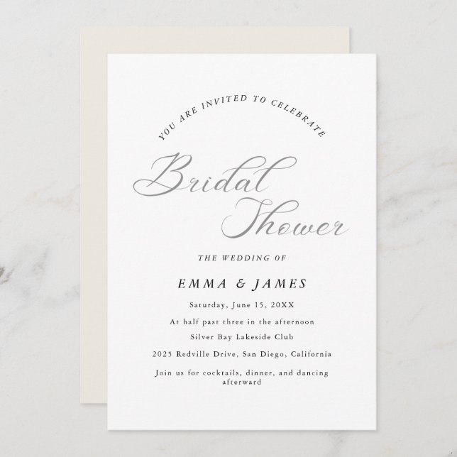 Convite Elegância do eterno | Chá de panela simples (Frente/Verso)