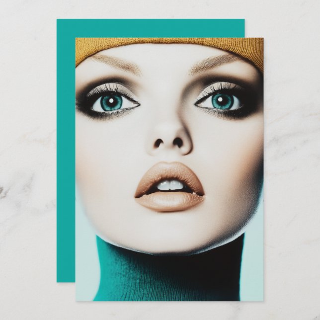 Convite Elegância do eterno: retrato modelo Icônico dos an (Frente/Verso)